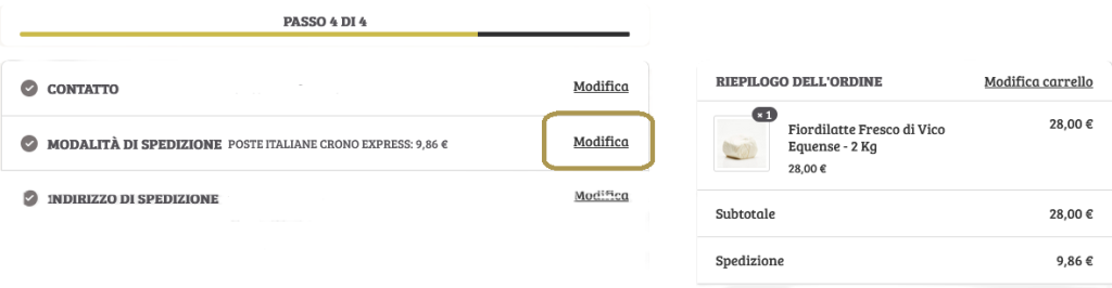 modifica corriere